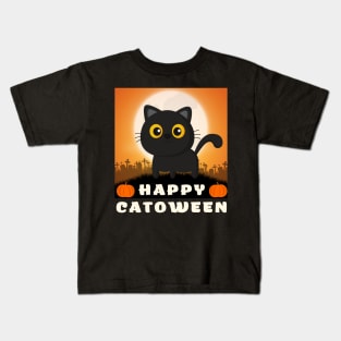 Happy Catoween / Meoween Happy Halloween for Cat Lovers Kids T-Shirt